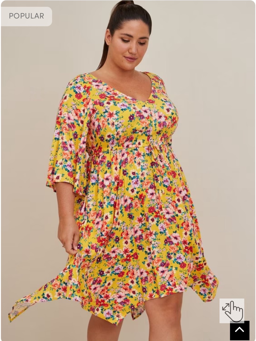 Babydoll Dress - Stretch Challis Floral Yellow, size 1